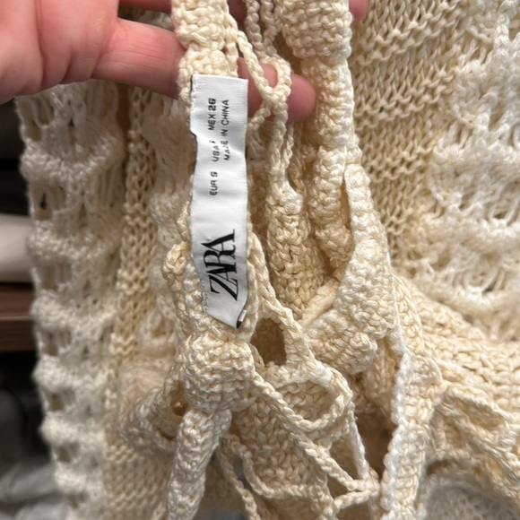 Zara crochet knit dress ecru ivory like new S - Picture 6 of 6